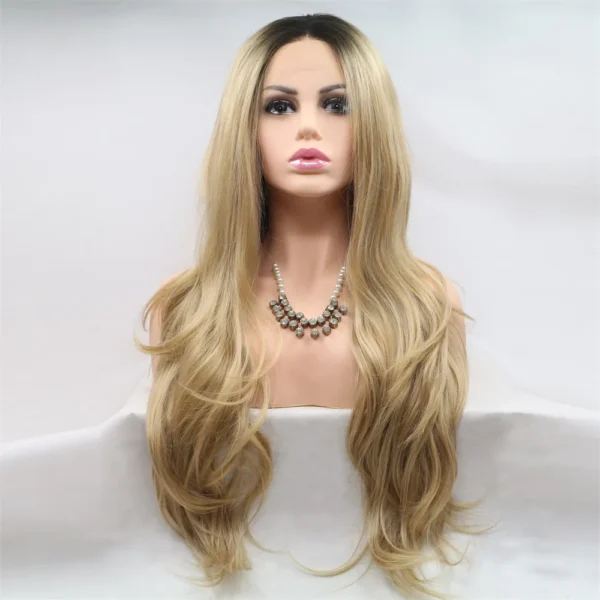 Synthetic lace Front Wigs, Wave, Ombre Blonde, S2