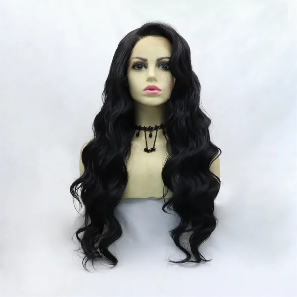 Synthetic lace Front Wigs, Wave, Black, S48
