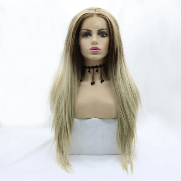 Synthetic lace Front Wigs, Straight, Ombre Blonde, S61