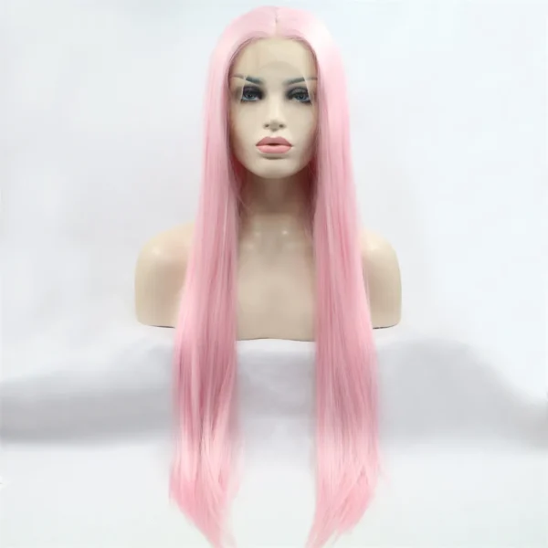 Synthetic lace Front Wigs, Straight, Pink, S66