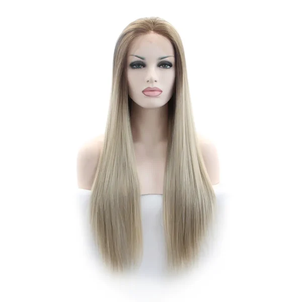 Synthetic lace Front Wigs, Straight, Ombre Blonde, S8