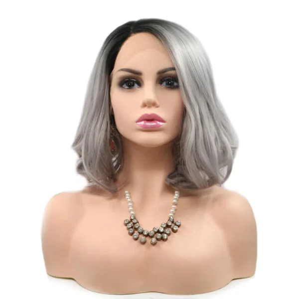 Synthetic lace Front Wigs, Bob, Ombre Grey, S9